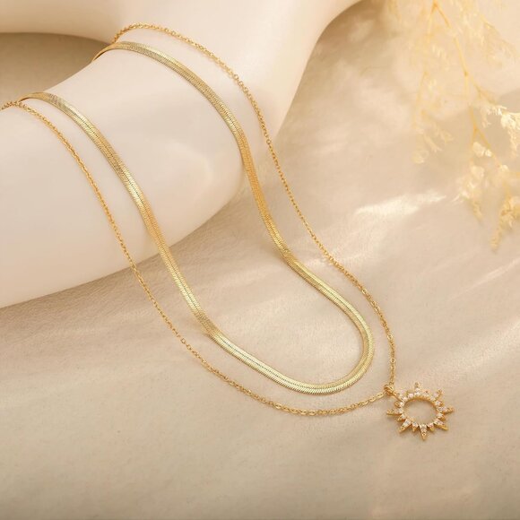 Gold Necklace for Women Dainty Chunky 14K Gold Plated/Sliver Plated Chain Neckla - Picture 6 of 9